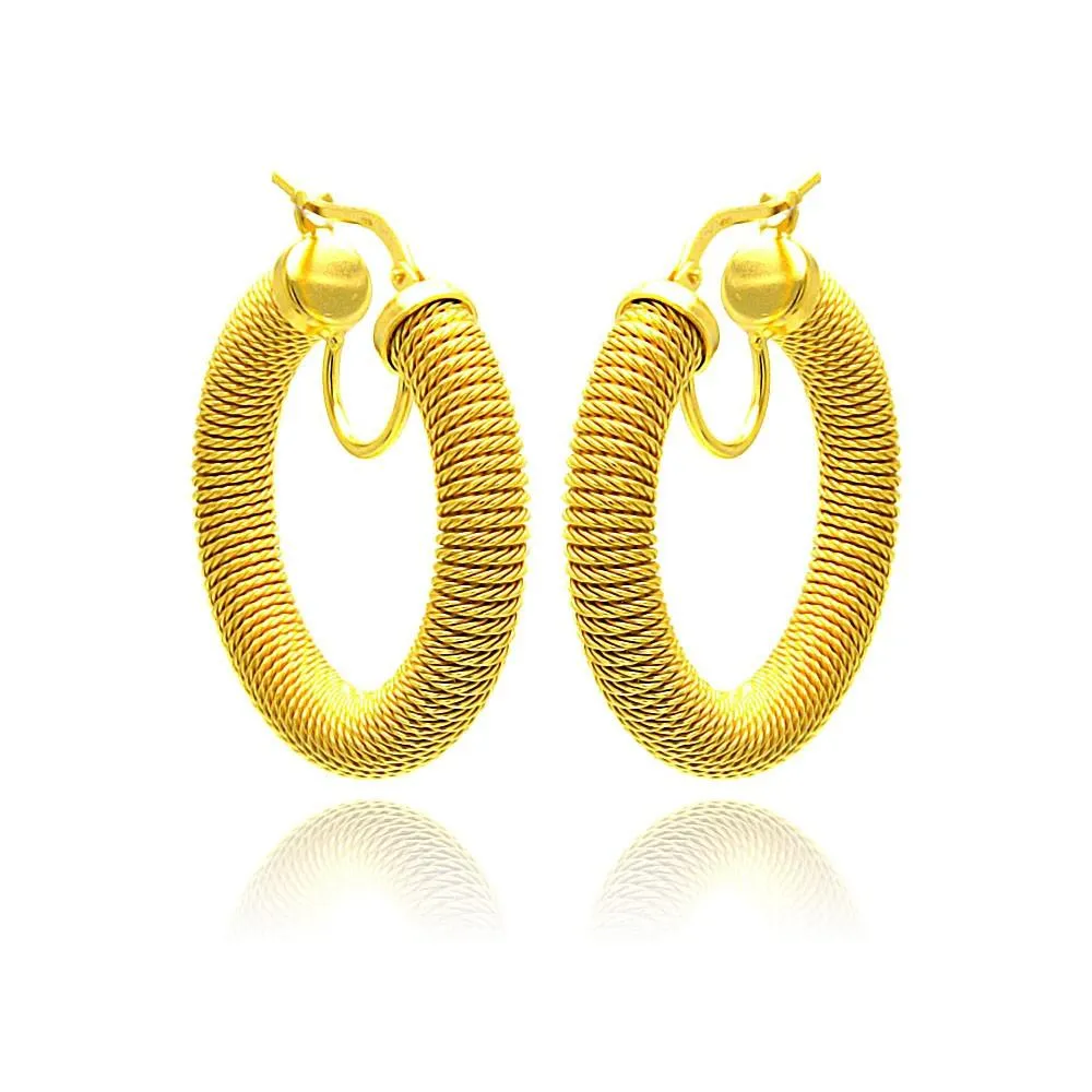 Clearance-Silver 925 Gold Plated Italian Hoop Earrings - ITE00030GP