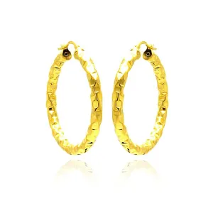 Clearance-Silver 925 Gold Plated Oval Hoop Earrings - ITE00023GP
