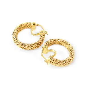 Clearance-Silver 925 Gold Plated Thin Crescent Chain-texture Earrings - ITE00060GP