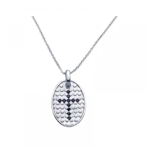 Clearance-Silver 925 Rhodium Plated Black CZ Pendant Necklace - STP00962