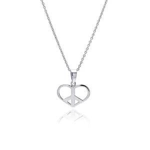 Clearance-Silver 925 Rhodium Plated Clear CZ Heart Pendant Necklace - STP00898