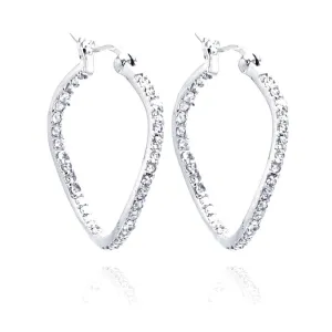 Clearance-Silver 925 Rhodium Plated CZ Wavy Hoop Earrings - STE00248