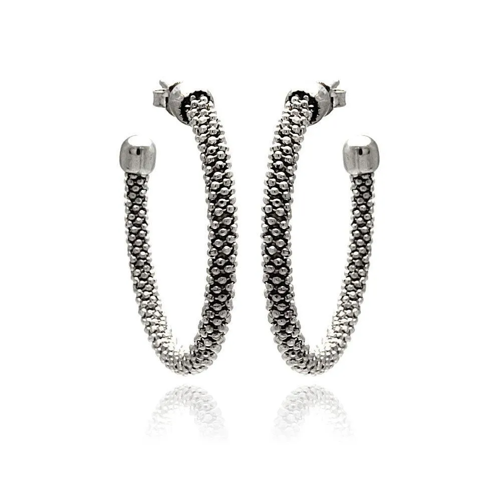 Clearance-Silver 925 Rhodium Plated Hoop Earrings - ITE00042RH