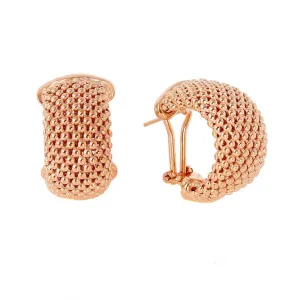 Clearance-Silver 925 Rose Gold Plated Clip Post Chain-texture Earrings - ITE00058RGP