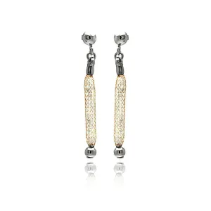 Clearance-Silver 925 Rose Gold Plated Dangling Mesh Stud Earrings - ITE00046RGP