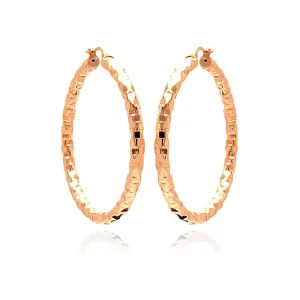 Clearance-Silver 925 Rose Gold Plated Hoop Earrings - ITE00021RGP