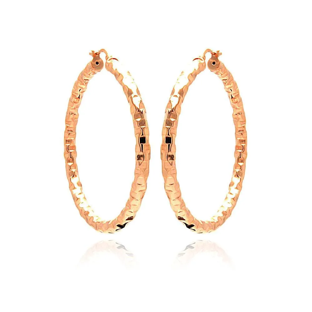 Clearance-Silver 925 Rose Gold Plated Hoop Earrings - ITE00021RGP