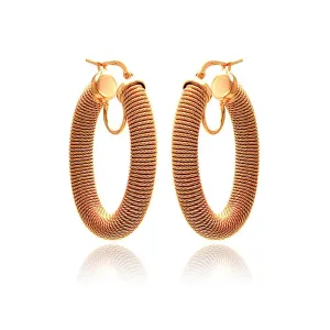 Clearance-Silver 925 Rose Gold Plated Hoop Earrings - ITE00041RGP