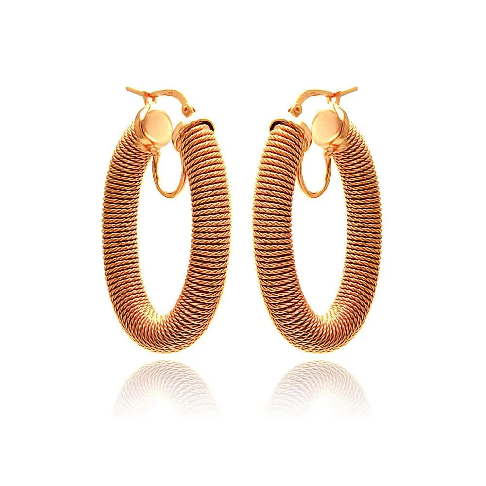 Clearance-Silver 925 Rose Gold Plated Hoop Earrings - ITE00041RGP