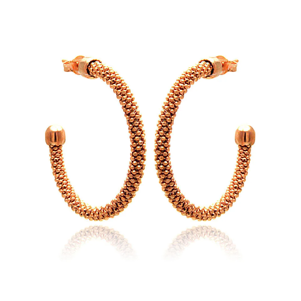 Clearance-Silver 925 Rose Gold Plated Hoop Earrings - ITE00042RGP