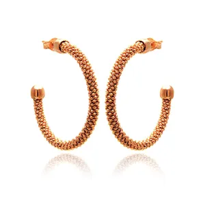 Clearance-Silver 925 Rose Gold Plated Hoop Earrings - ITE00042RGP