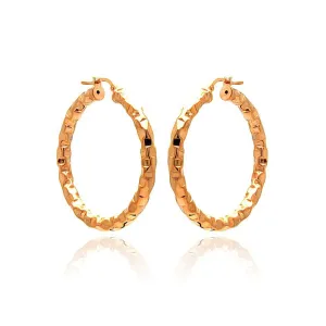 Clearance-Silver 925 Rose Gold Plated Oval Hoop Earrings - ITE00023RGP