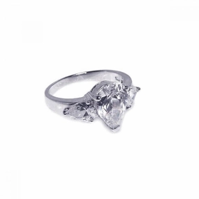 Clearance-Silver 925 Rhodium Plated Triple CZ Ring - STR00019