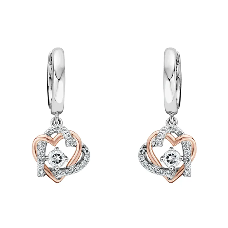 Clogau Always in my Heart Sterling Silver White Topaz Drop Earrings