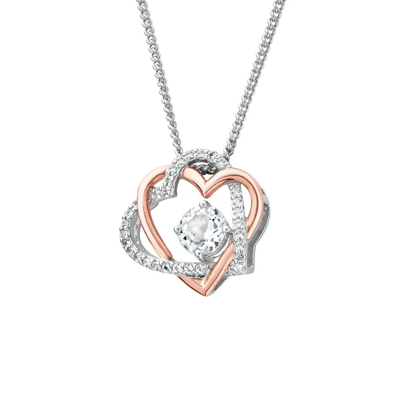 Clogau Always in my Heart Sterling Silver White Topaz Pendant