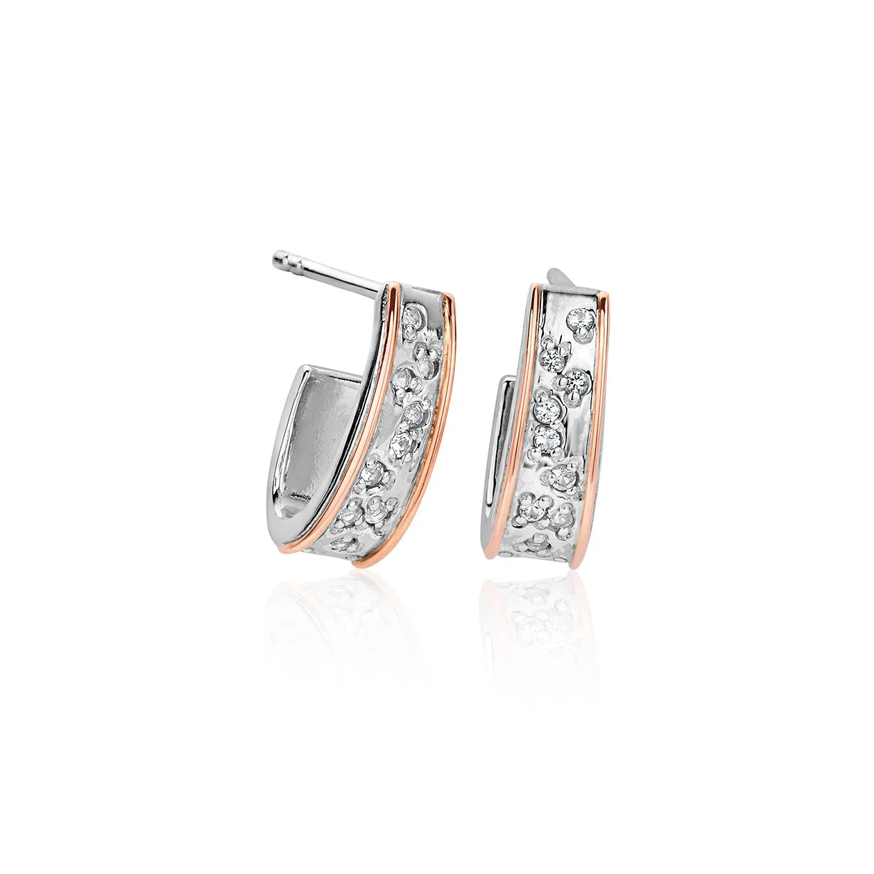 Clogau Cariad Sparkle Sterling Silver Half Hoop Earrings