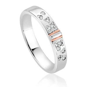 Clogau Cariad Sparkle Sterling Silver Slim Band Ring