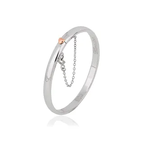 Clogau Cariad Sterling Silver Rose Gold Heart Bangle