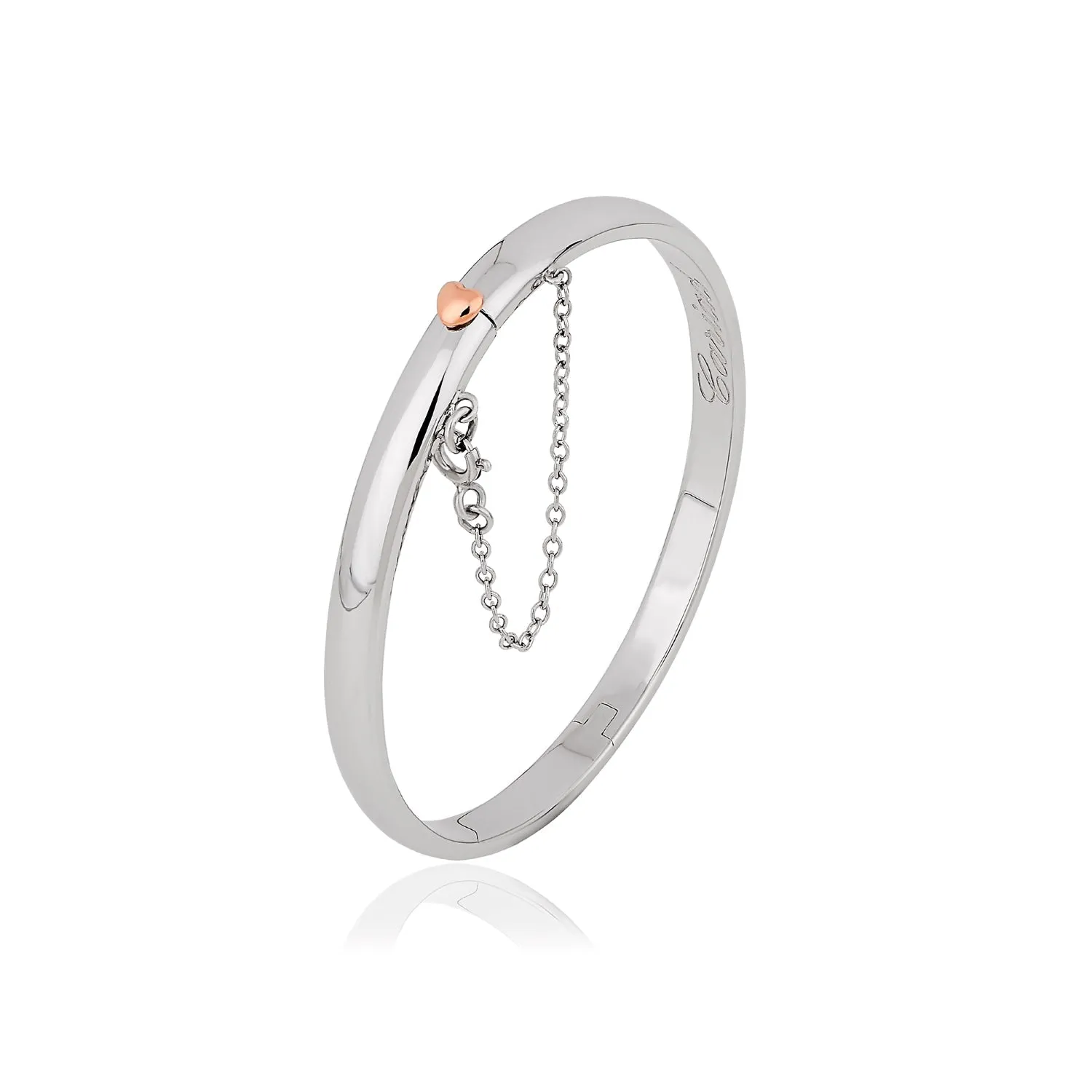 Clogau Cariad Sterling Silver Rose Gold Heart Bangle