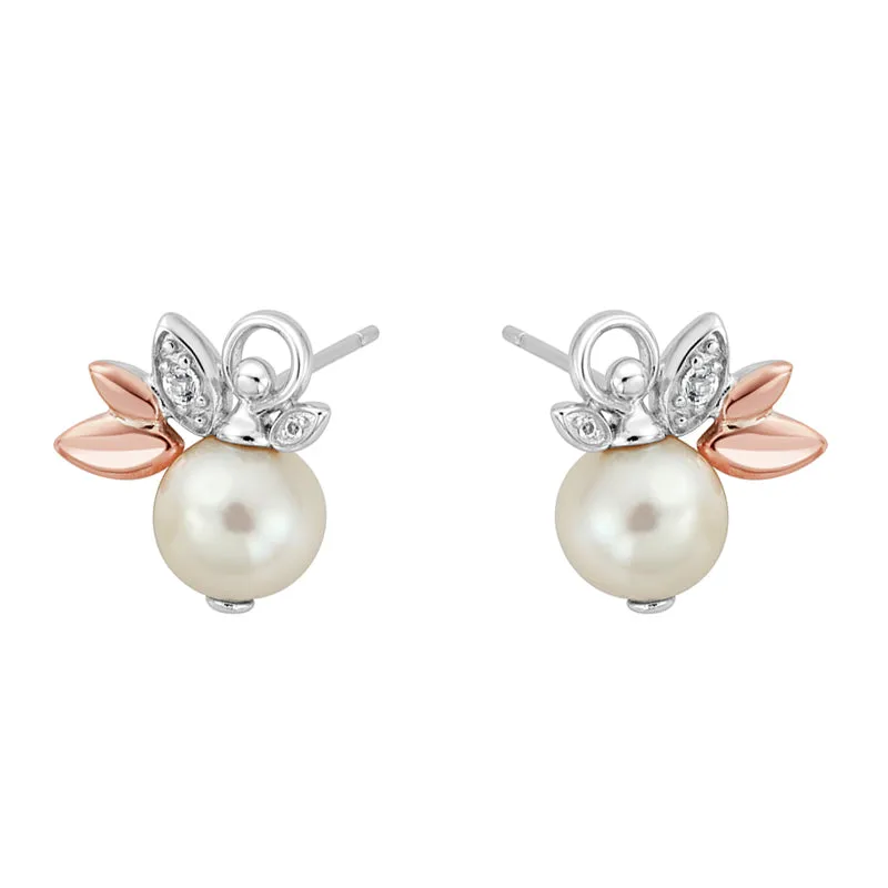 Clogau Lily Of The Valley Sterling Silver Pearl Stud Earrings D