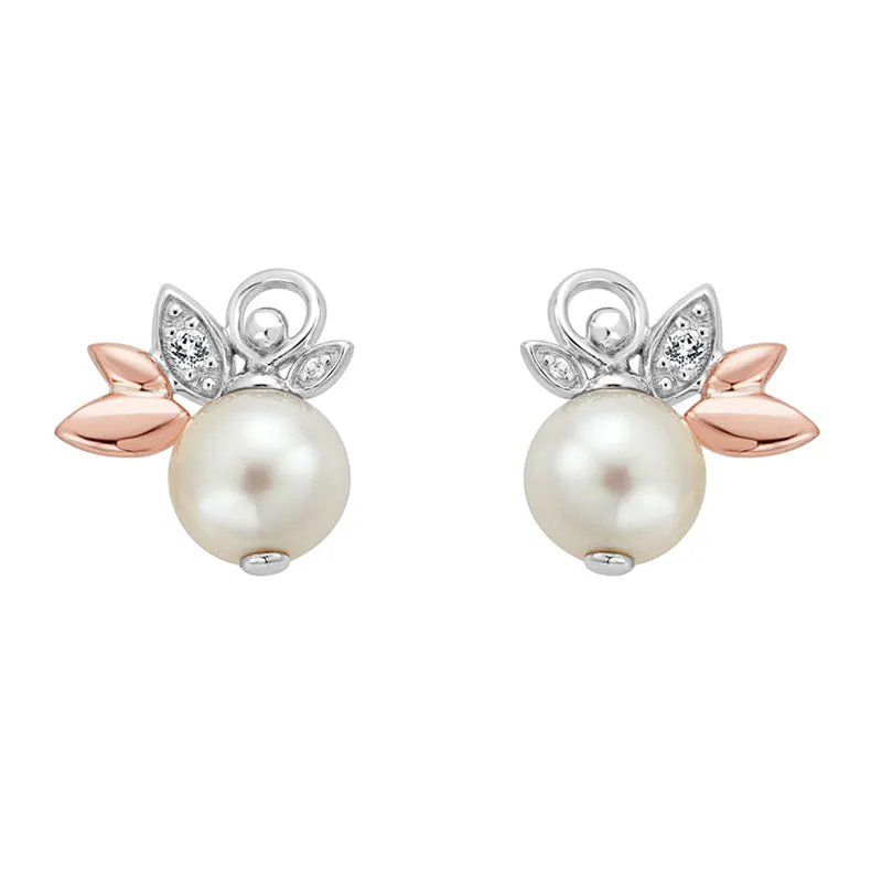 Clogau Lily Of The Valley Sterling Silver Pearl Stud Earrings D