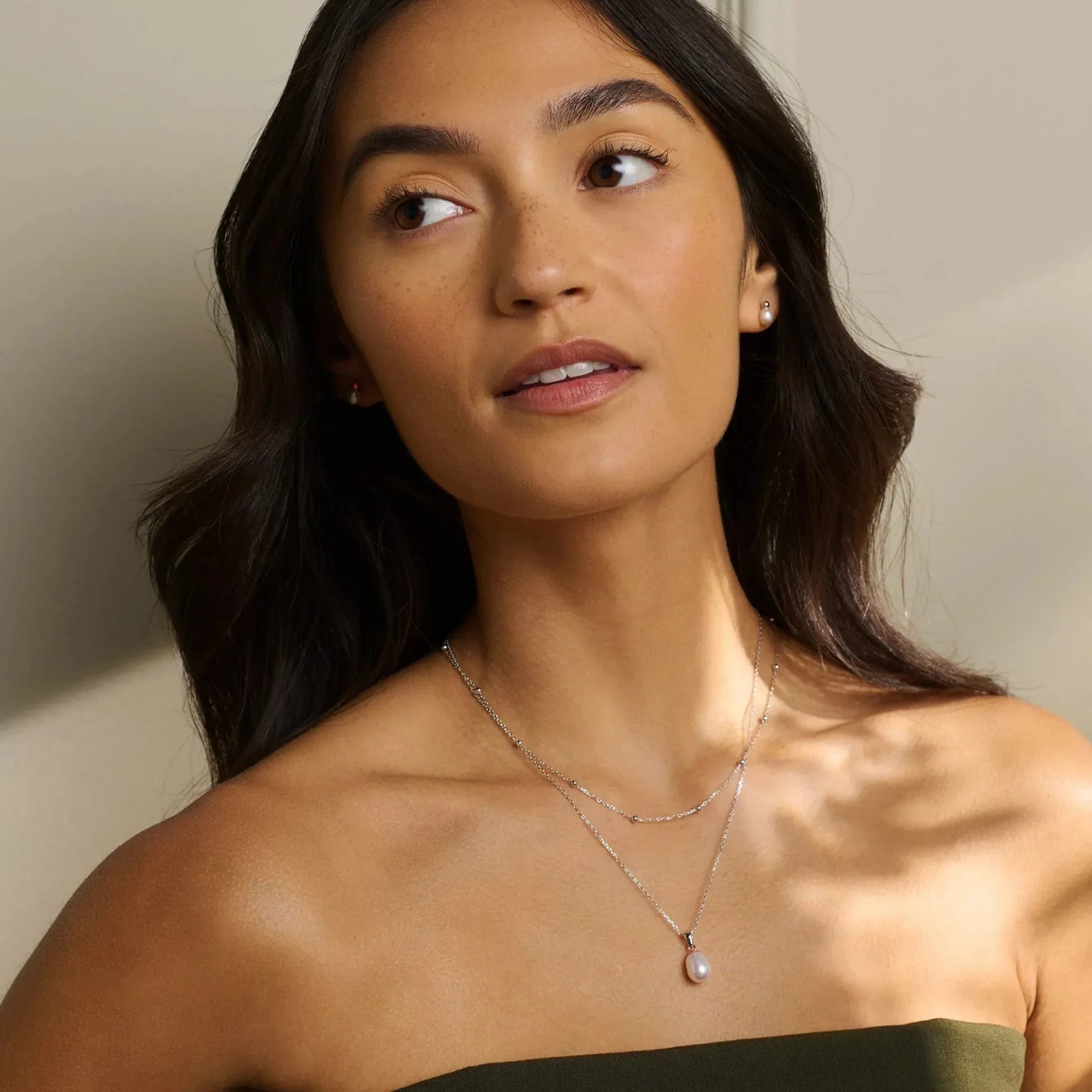 Clogau Nature's Wonder Sterling Silver Beachcomber Layered Necklace with Pearl