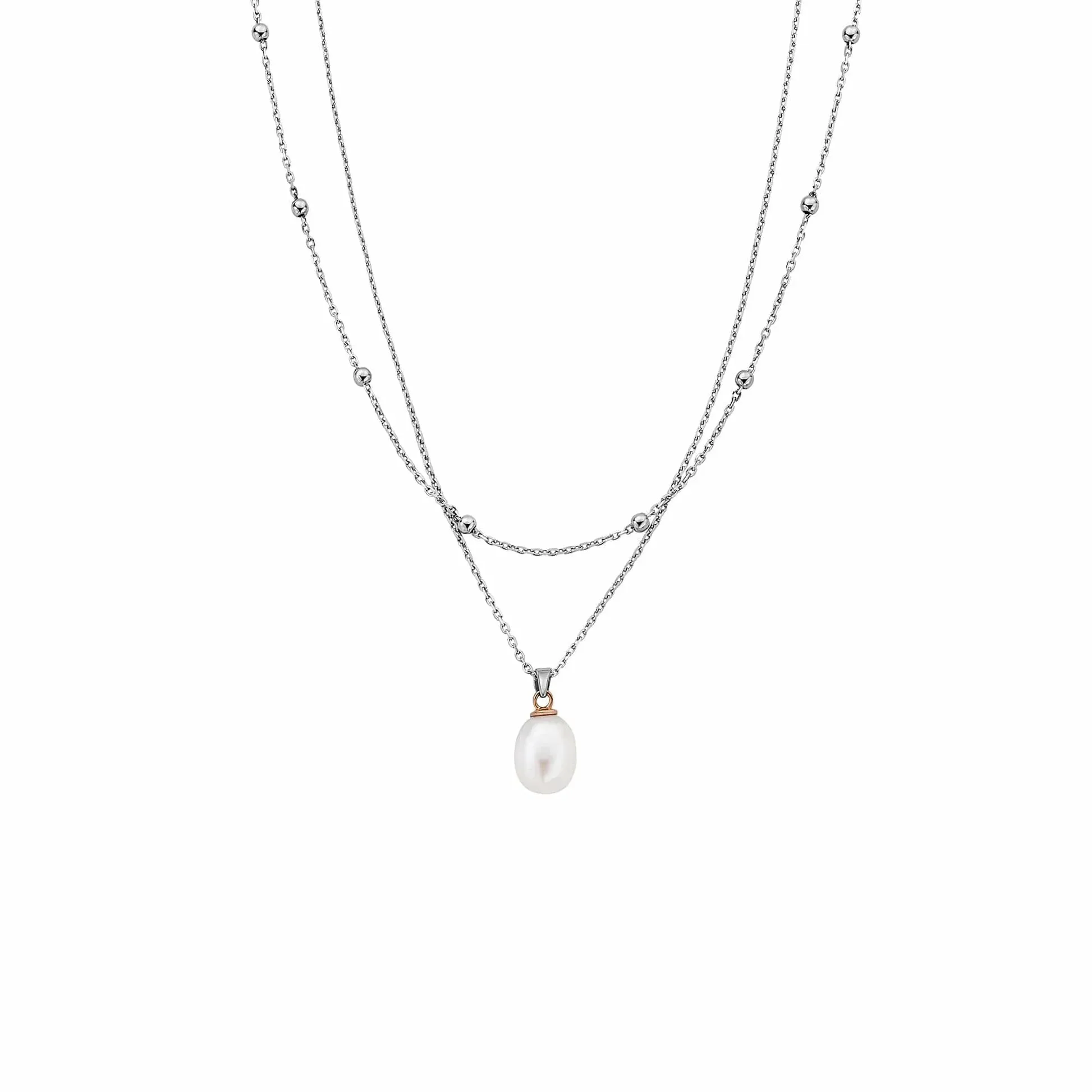 Clogau Nature's Wonder Sterling Silver Beachcomber Layered Necklace with Pearl