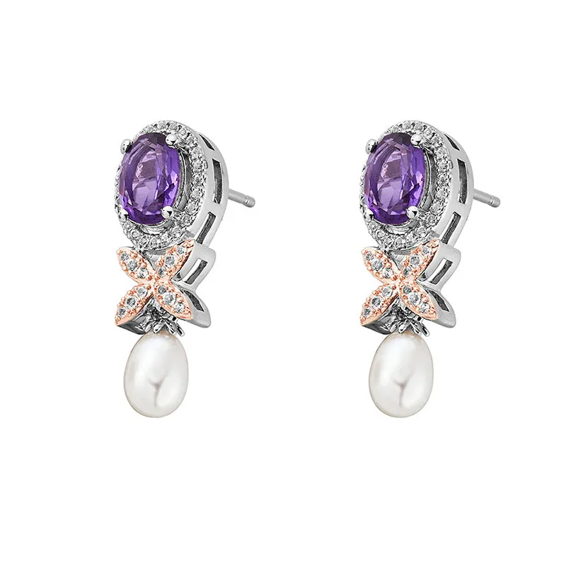 Clogau Queens Jubilee Superbloom Amethyst Earrings D