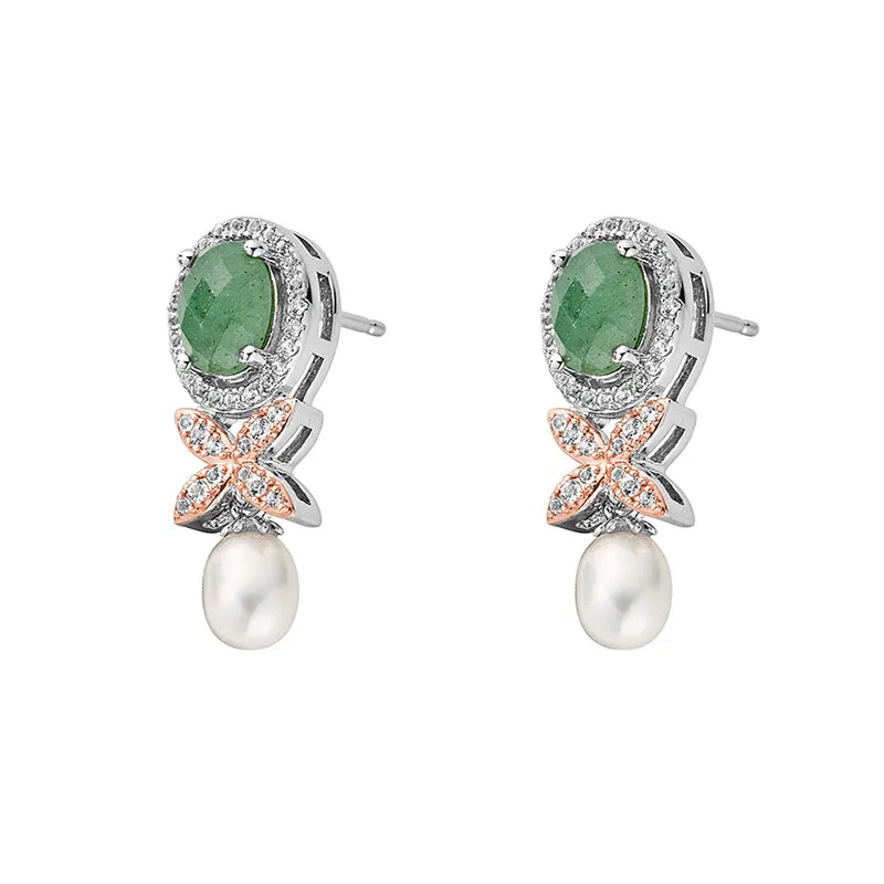 Clogau Queens Jubilee Superbloom Aventurine Earrings D