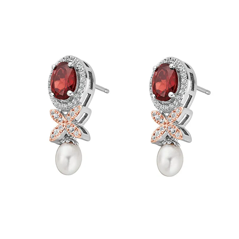 Clogau Queens Jubilee Superbloom Garnet Earrings D