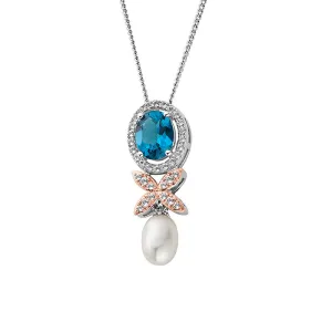 Clogau Queens Jubilee Superbloom London Blue Topaz Pendant D