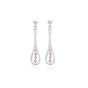 Clogau Royal Crown Sterling Silver Diamond Drop Earrings