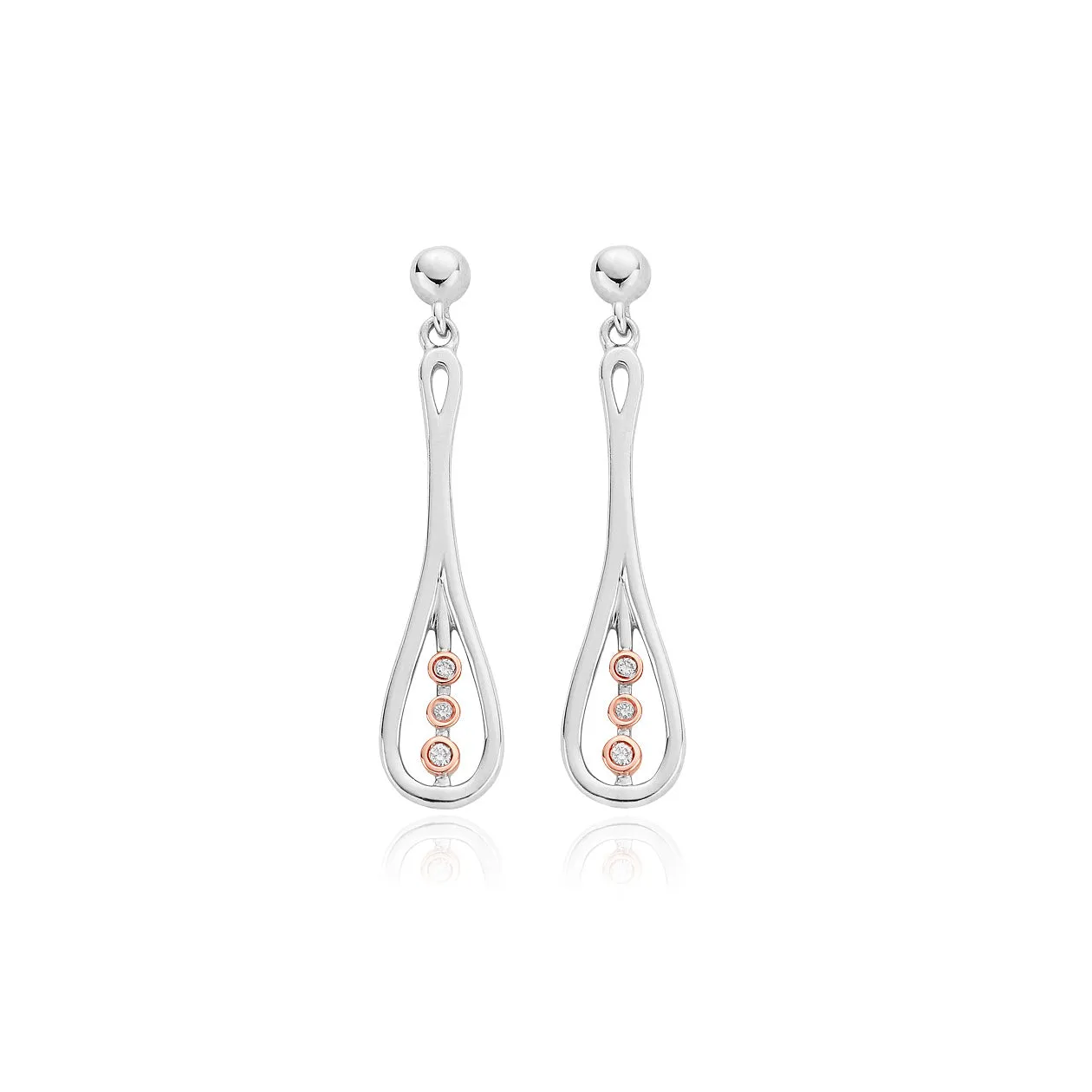 Clogau Royal Crown Sterling Silver Diamond Drop Earrings