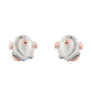 Clogau Tree of Life Sterling Silver Pearl Caged Stud Earrings D