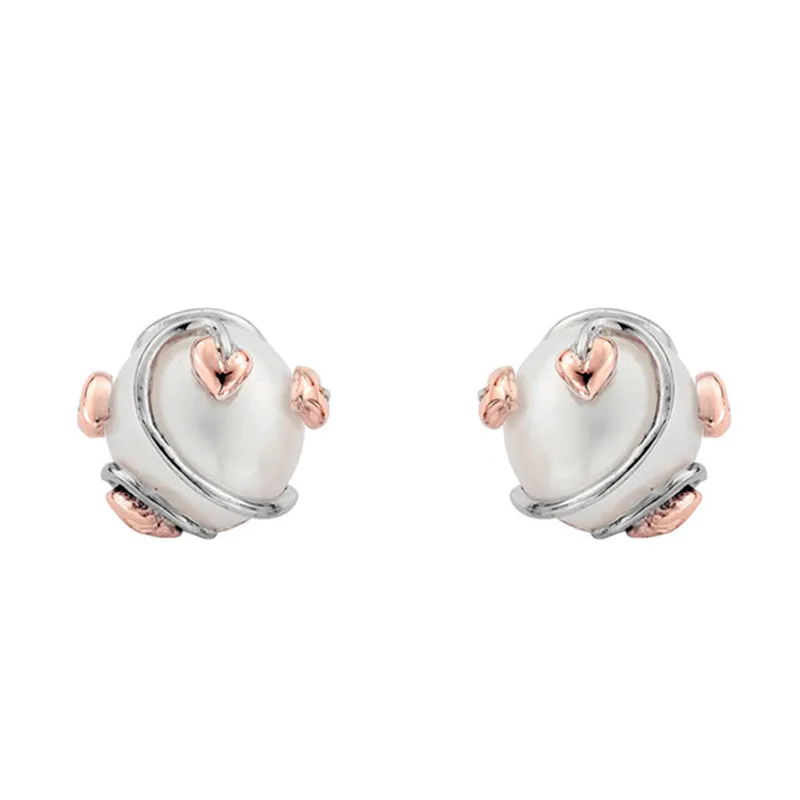 Clogau Tree of Life Sterling Silver Pearl Caged Stud Earrings D