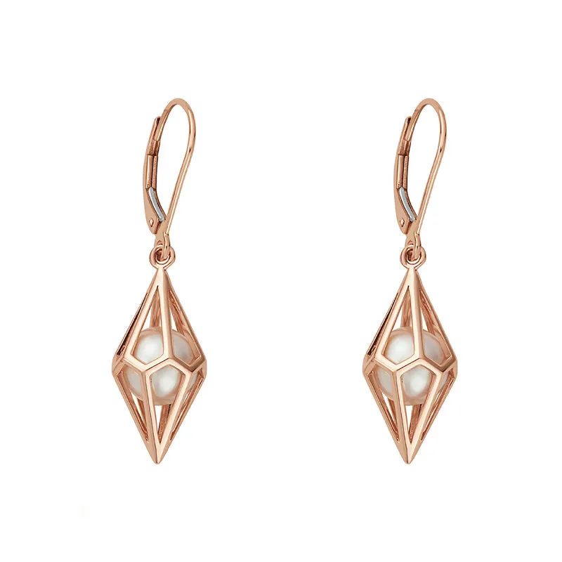 Clogau Watching Chamber Caged 9ct Gold White Pearl Earrings