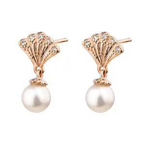 Clogau Windsor 9ct Rose Gold White Topaz Pearl Stud Earrings D