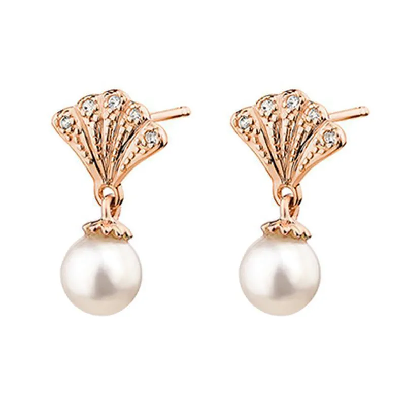 Clogau Windsor 9ct Rose Gold White Topaz Pearl Stud Earrings D