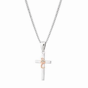 Clogau Cariad Bach Sterling Silver Cross Pendant Necklace