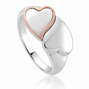 Clogau Cwtch Double Heart Sterling Silver Ring D
