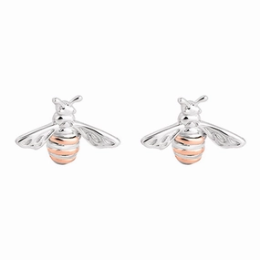 Clogau Honey Bee Sterling Silver 9ct Rose Gold Stud Earrings