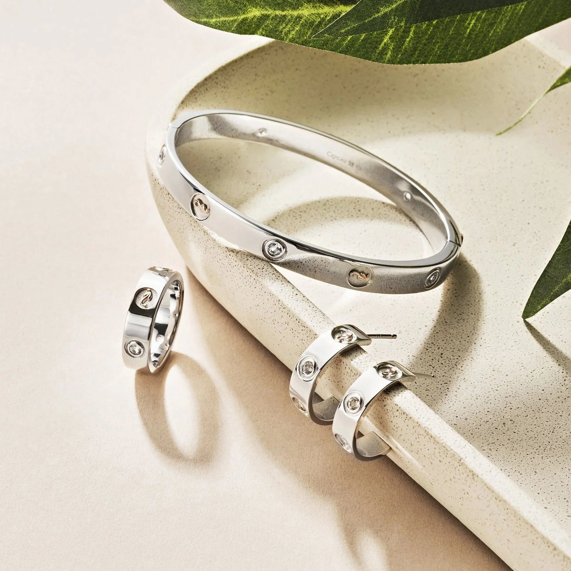 Clogau Insignia Sterling Silver Band Ring with Topaz