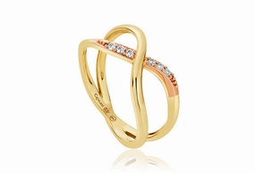 Clogau Kiss Diamond 9ct Yellow Gold Crossover Ring
