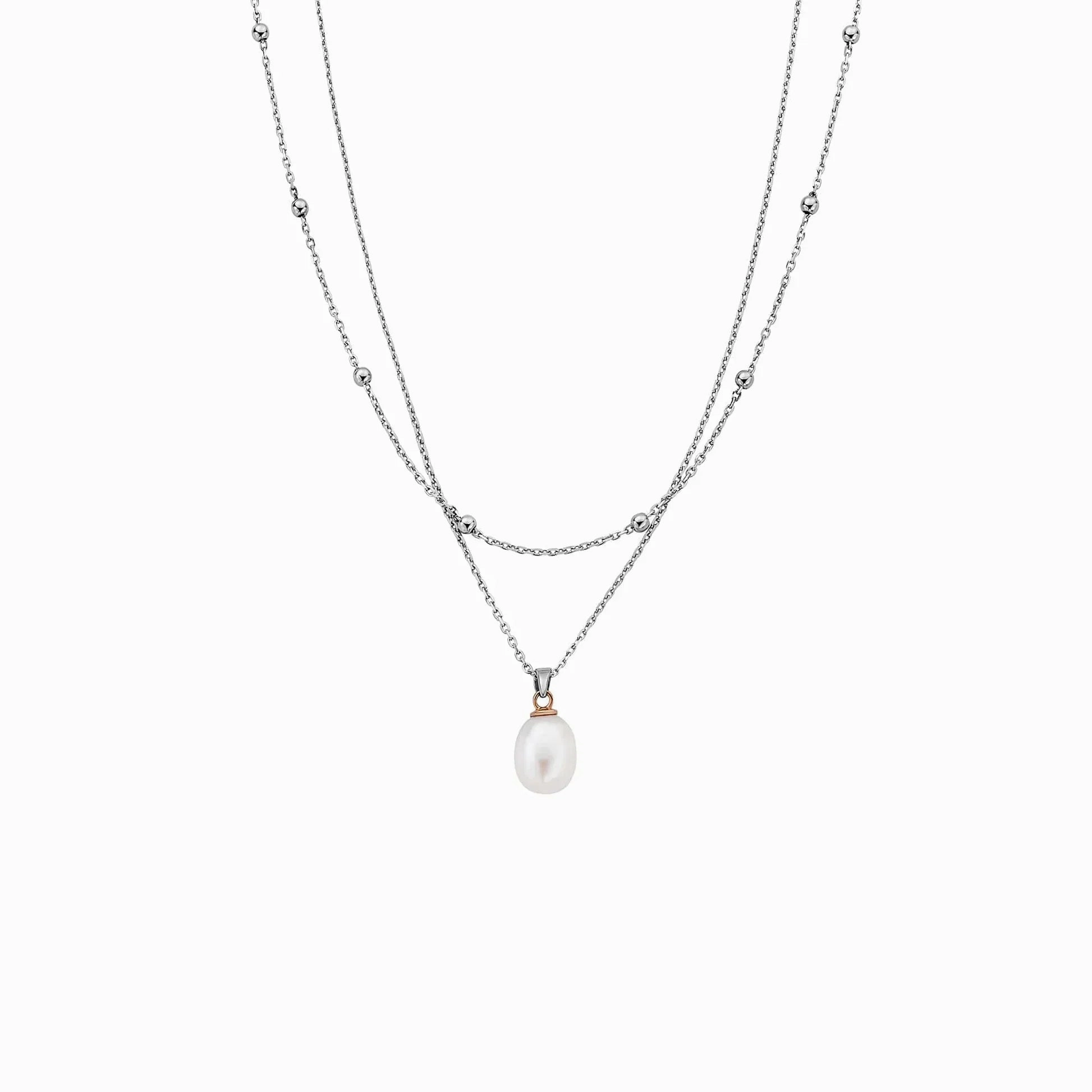Clogau Nature's Wonder Sterling Silver Beachcomber Layered Necklace with Pearl