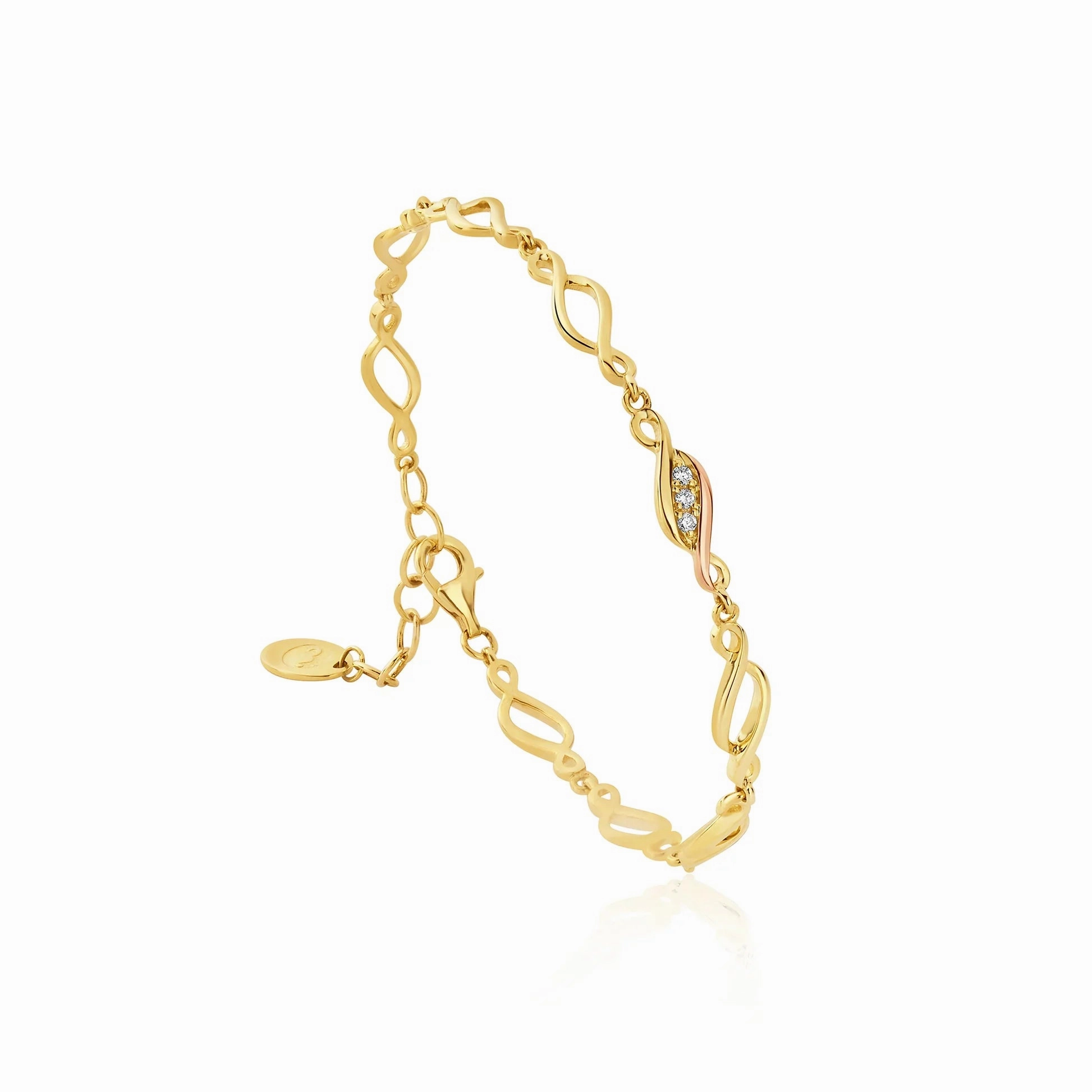 Clogau Past Present Future 9ct Gold Diamond Bracelet