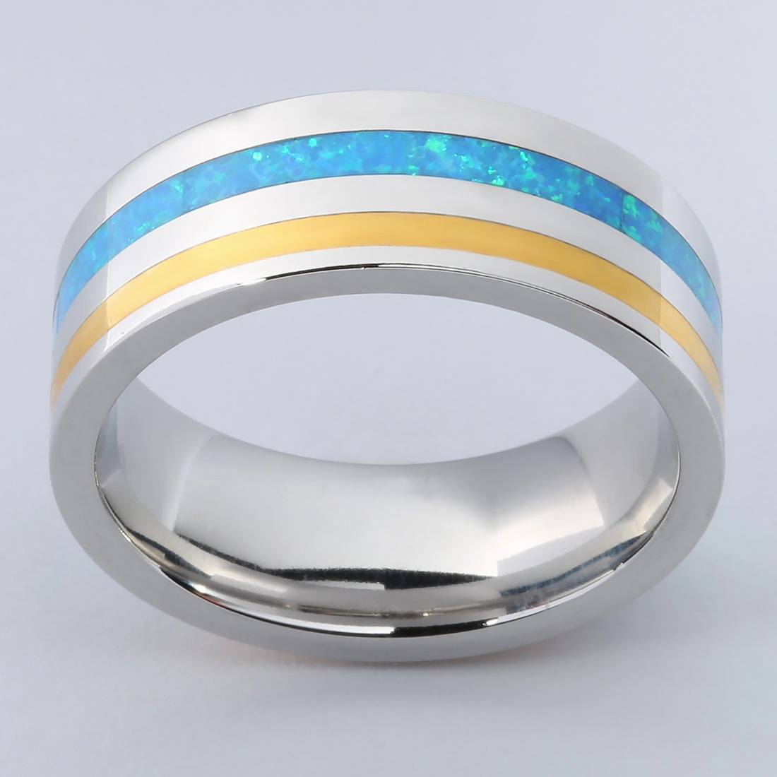 Cobalt Opal Wedding Ring Flat 8mm