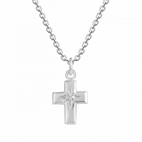 Cross with Star Set Zirconia Pendant 9456CZ