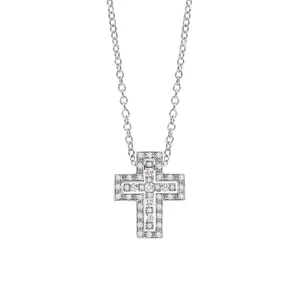 Damiani Belle Epoque 18ct White Gold 0.18ct Diamond Cross Necklace