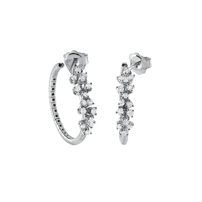Damiani Mimosa 18ct White Gold 0.70ct Diamond Hoop Earrings