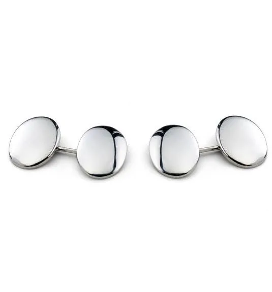 Deakin & Francis Cufflinks Sterling Silver Plain Domed Oval